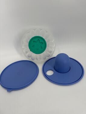 vintage Tupperware jel-ring jello mold purple aqua and clear